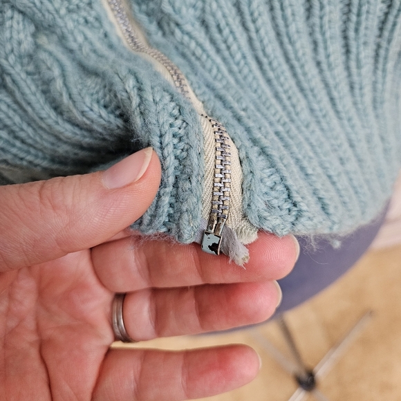 Vintage 1950s Cardigan Sweater Zipper Blue Acrylic Knit 50s Women's M - Picture 9 of 9